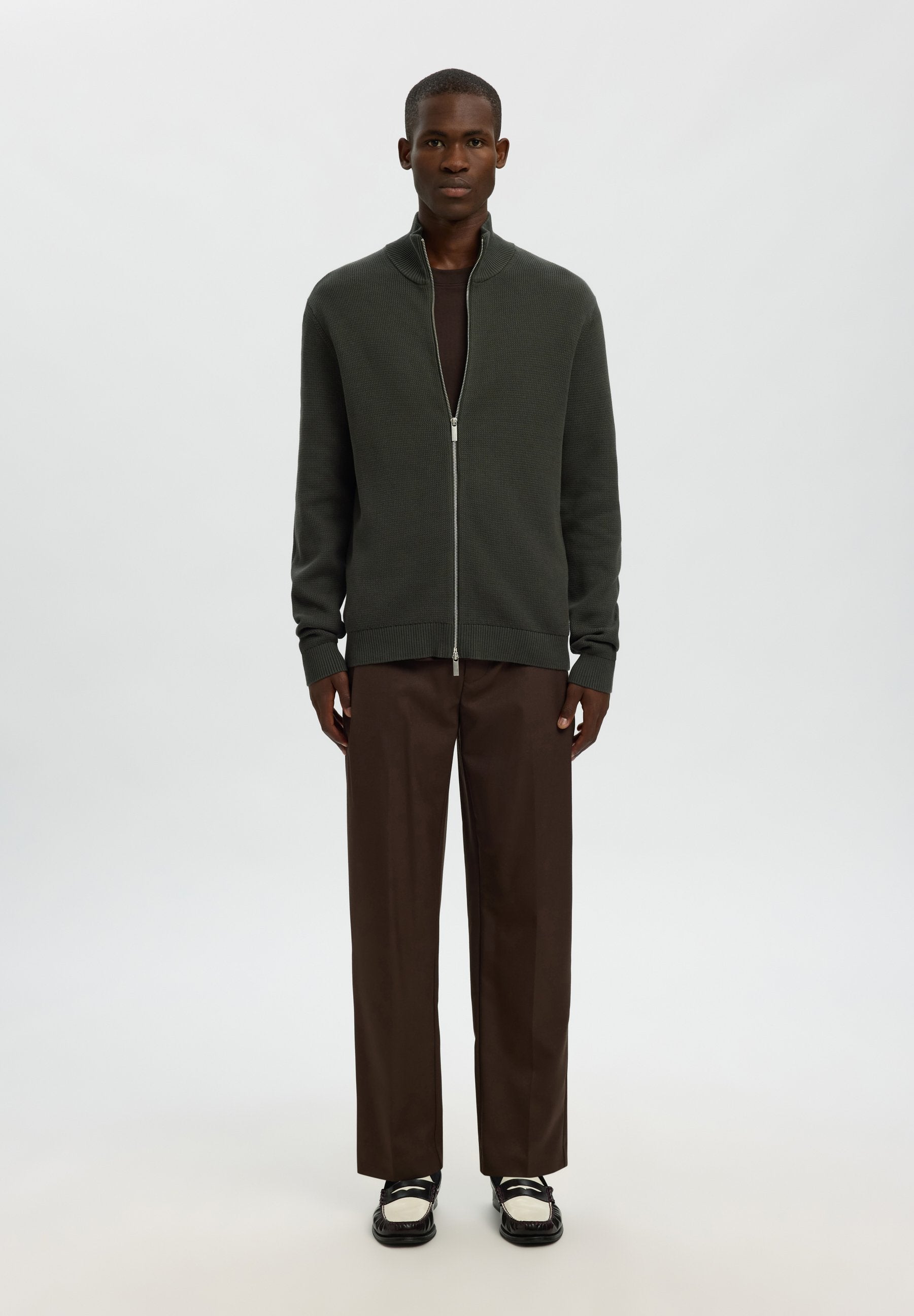 Selected SLMDANE LS KNIT STRUCTURE FULL ZIP NOOS