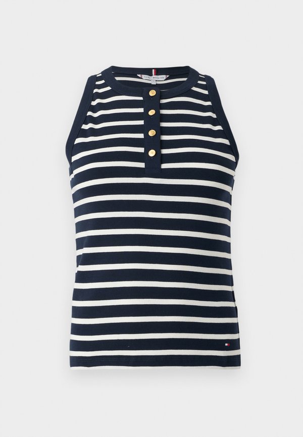 Tommy Hilfiger GOLD-TONE BUTTON SLEEVELESS HENLEY TOP - Top - dark night/ecru