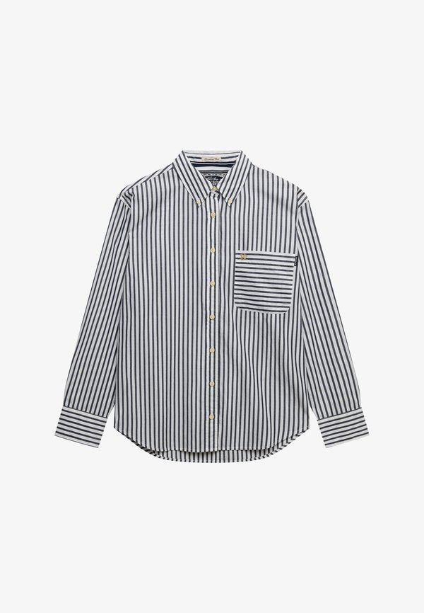 Superdry & Co LONG SLEEVE - Button-down blouse - navy white