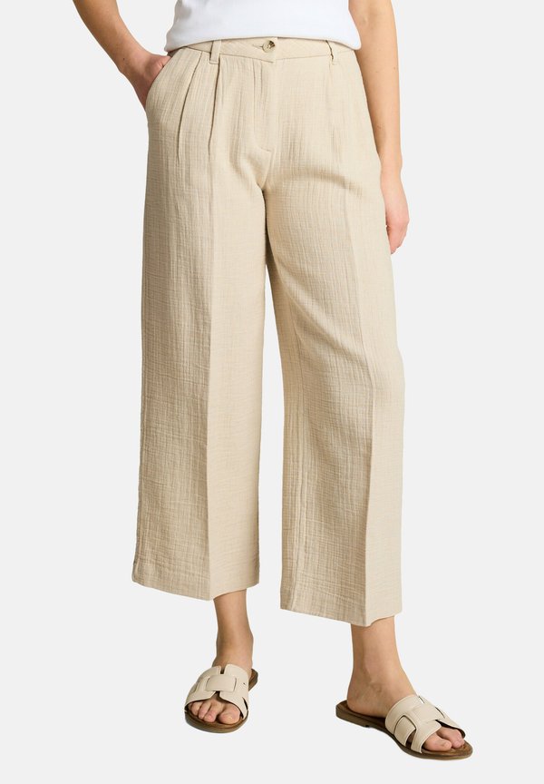 TOM TAILOR Trousers - sand stone beige melange