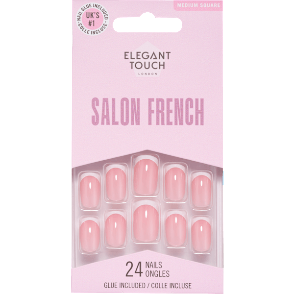 Künstliche Nägel Salon French Medium Square Elegant Touch