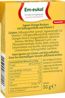 Bonbon Minis, Ingwer-Orange, zuckerfrei Em-eukal