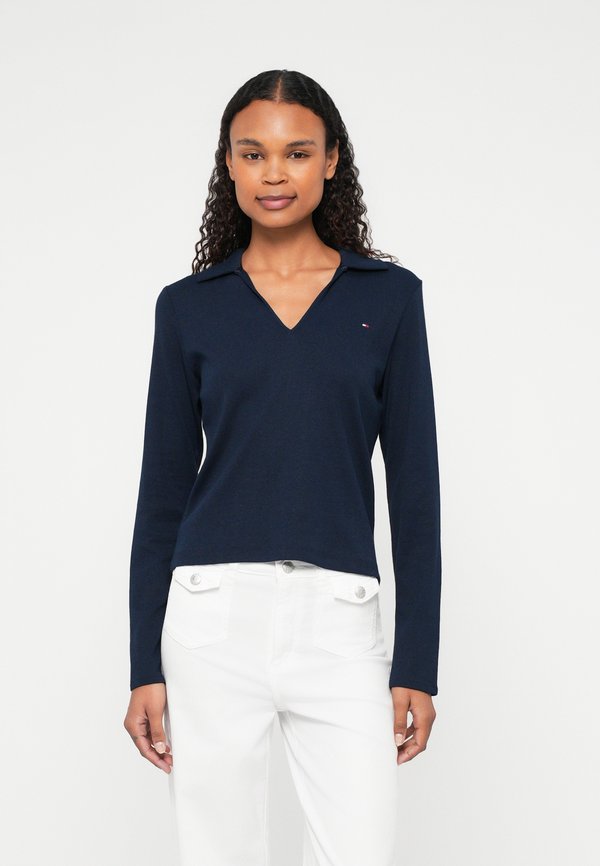 Tommy Hilfiger SLIM FIT LONG SLEEVE POLO SHIRT - Long sleeved top - dark night navy