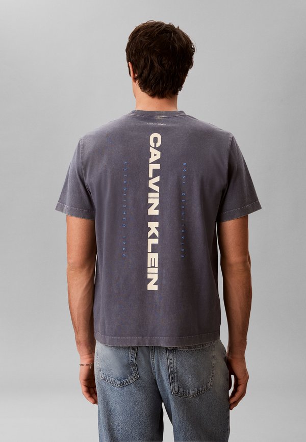 Calvin Klein Jeans WASHED SPINE GRAPHIC TEE - Print T-shirt - blue-grey