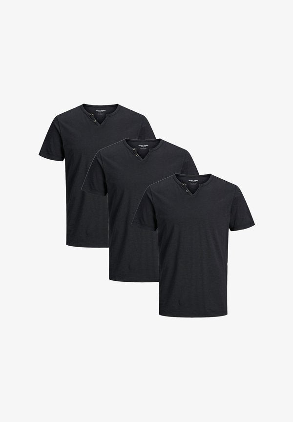 Jack & Jones 3ER PACK SPLIT - Basic T-shirt - schwarz