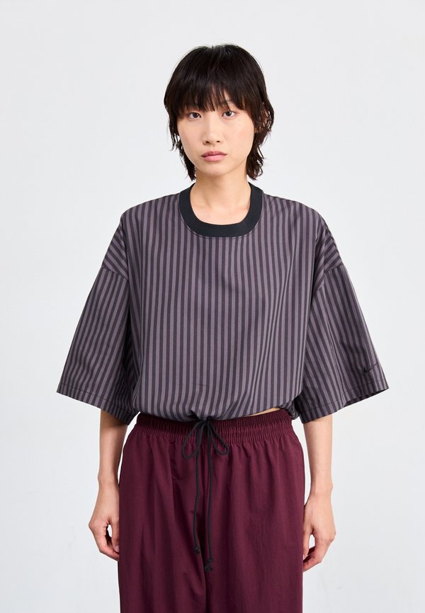 Nike Sportswear STRIPE BOXY - Blouse - black/thunder grey/sail