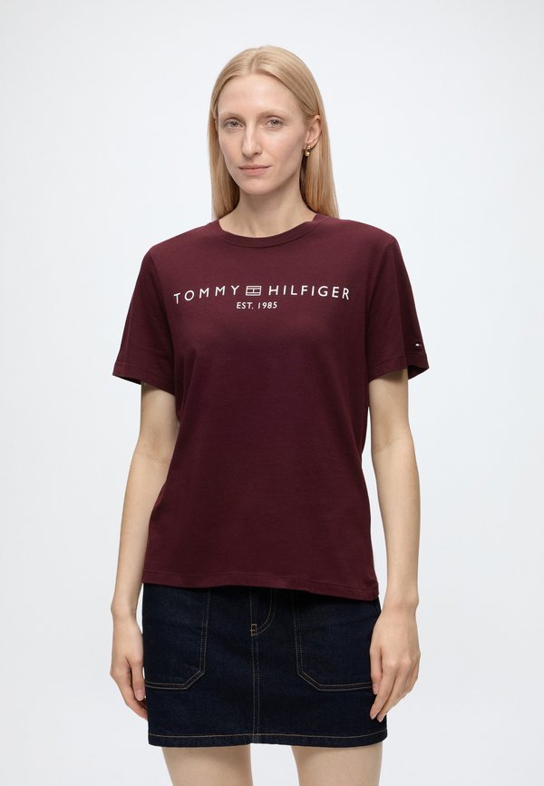 Tommy Hilfiger REG CORP LOGO  - Print T-shirt - deep burgundy