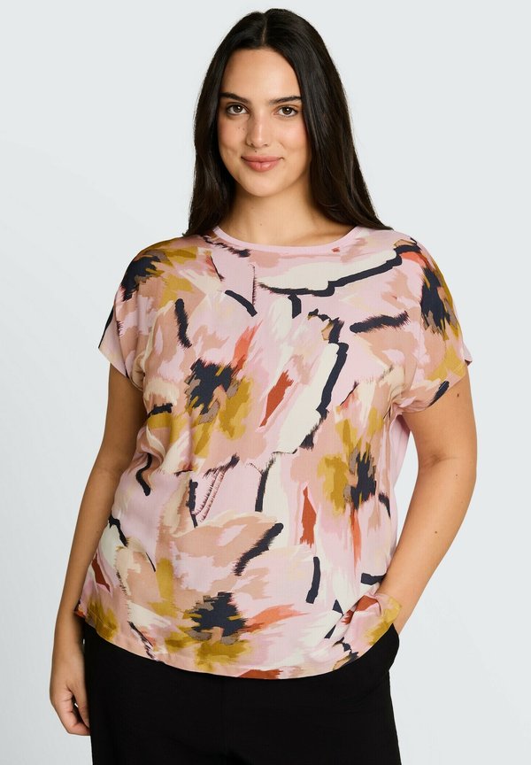 TOM TAILOR TOM TAILOR T-SHIRT PLUS SIZE - T-SHIRT IM MATERIAL-MIX - Blouse - big abstract flower print