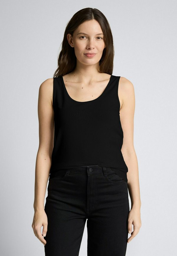 TOM TAILOR TOM TAILOR T-SHIRT SLIM FIT TOP MIT RUNDHALSAUSSCHNITT - Top - deep black