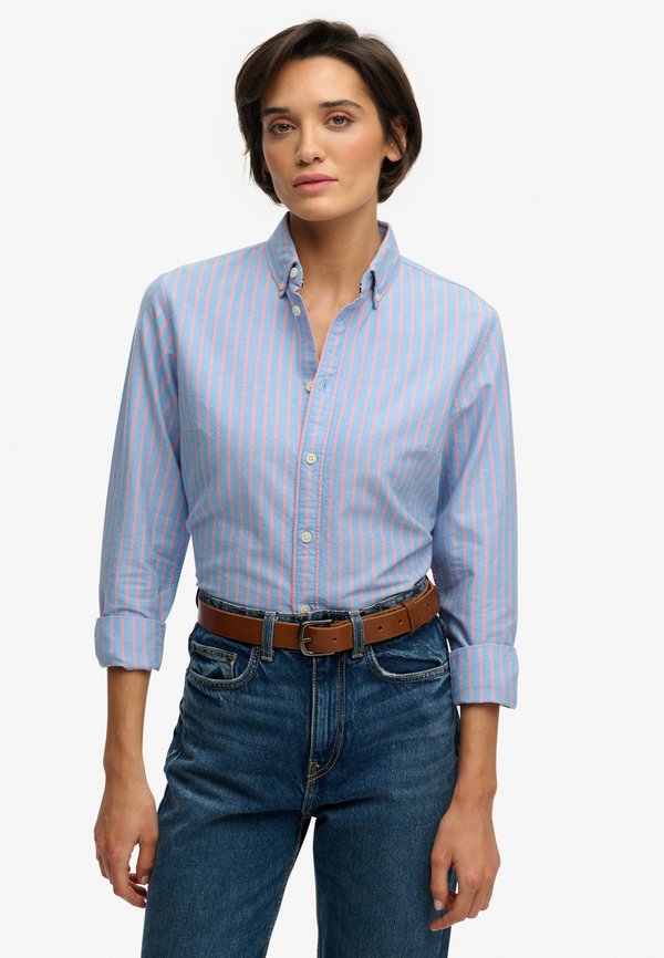 Superdry & Co OXFORD LONG SLEEVE - Button-down blouse - blue pink stripe