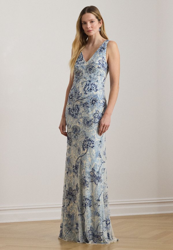 Lauren Ralph Lauren FLORAL BEADED TULLE GOWN