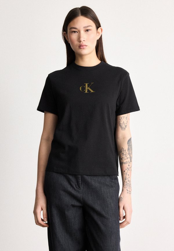 Calvin Klein Jeans CLASSIC FOIL TEE - Print T-shirt - black/silver-coloured