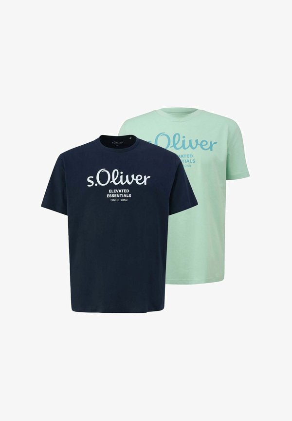 s.Oliver RUNDHALS KURZARM MODERN LOGO 2ER PACK - Print T-shirt - mint/navy