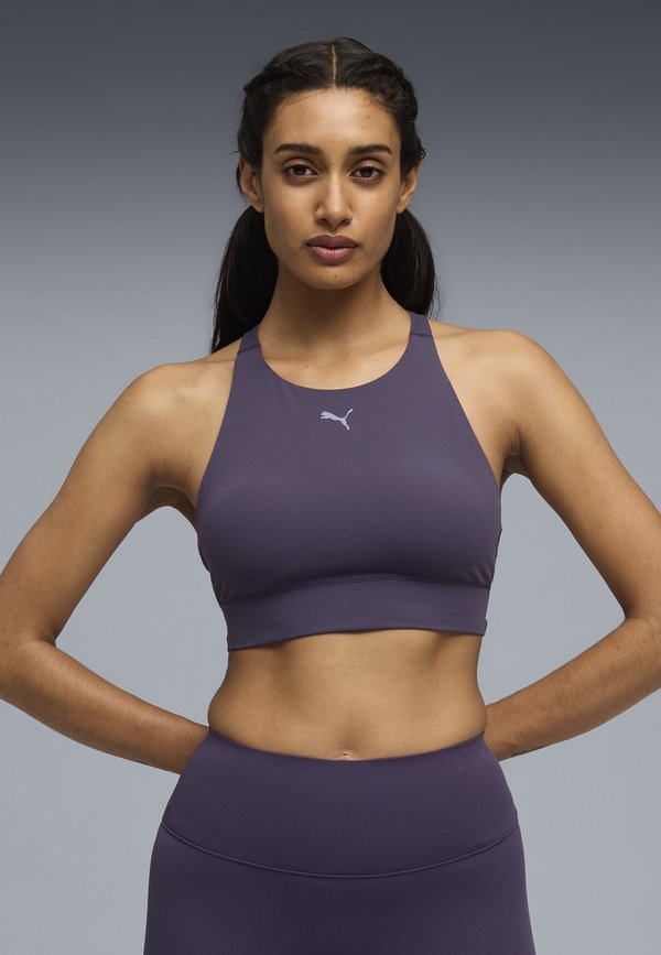 Puma SHAPELUXE HIGH NECK BRA - MID - Medium support sports bra - deep plum
