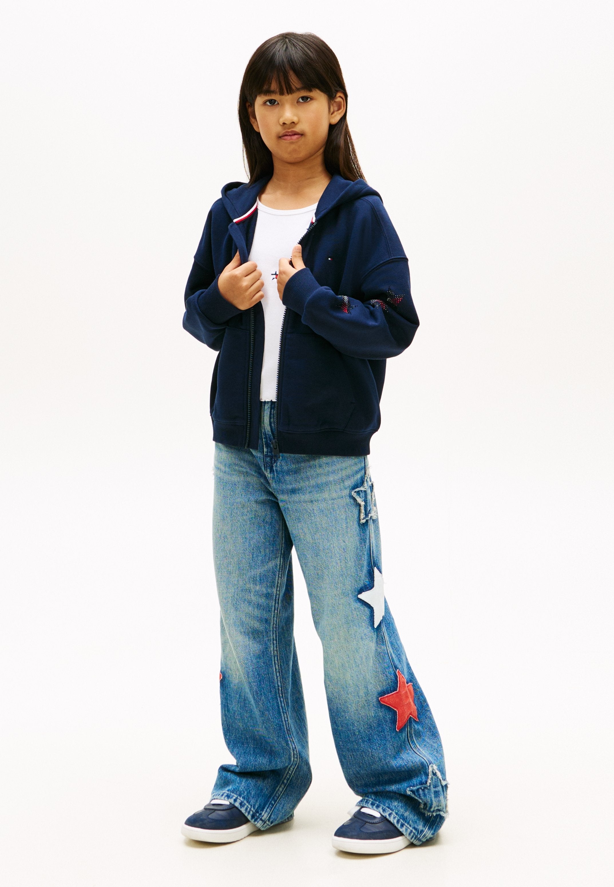 DIAMANTÉ STAR BACK LOGO ZIP-THRU HOODY Media 2