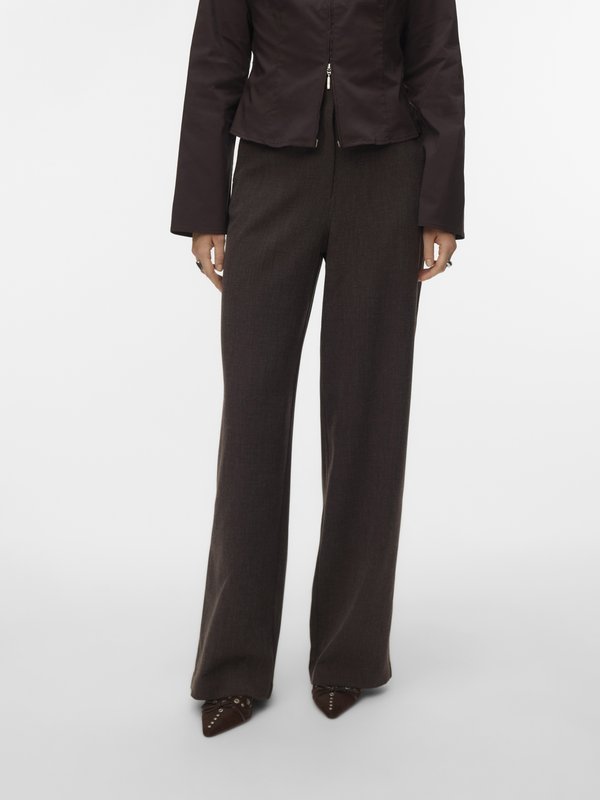 Vero Moda VMBESTIE WIDE PANT - Trousers - chocolate torte
