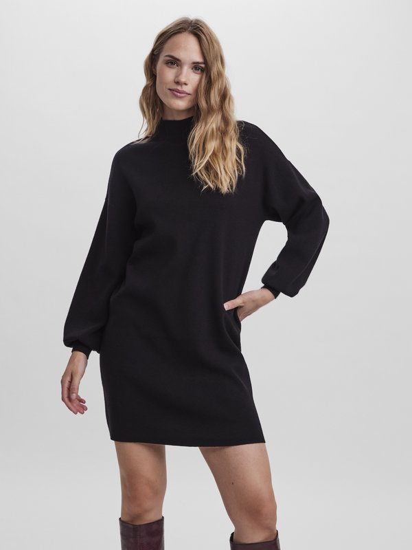 Vero Moda VMNANCY FUNNEL NECK DRESS - Jumper dress - black