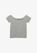 Superdry & Co SUPERDRY BARDOT SHORT SLEEVE OFF SHOULDER - Print T-shirt - grey marl