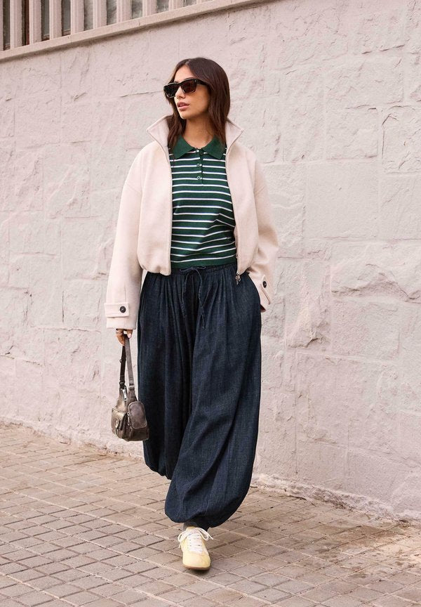 Bershka BALLOON - Trousers - royal blue