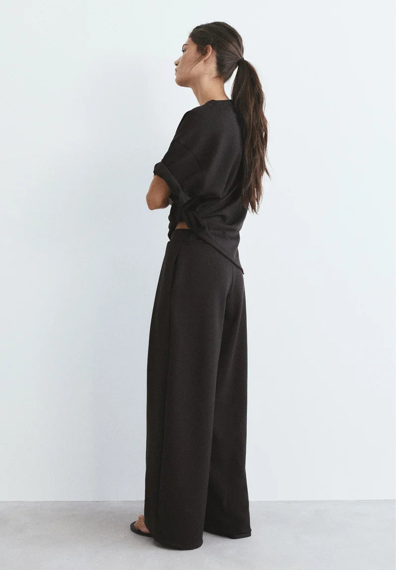 PULL&BEAR WIDE-LEG - Trousers - dark grey