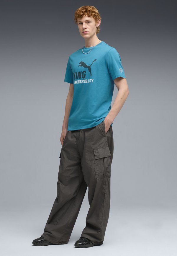 Puma MCFC KING LOGO TEE - Club wear - tropical blue deep navy