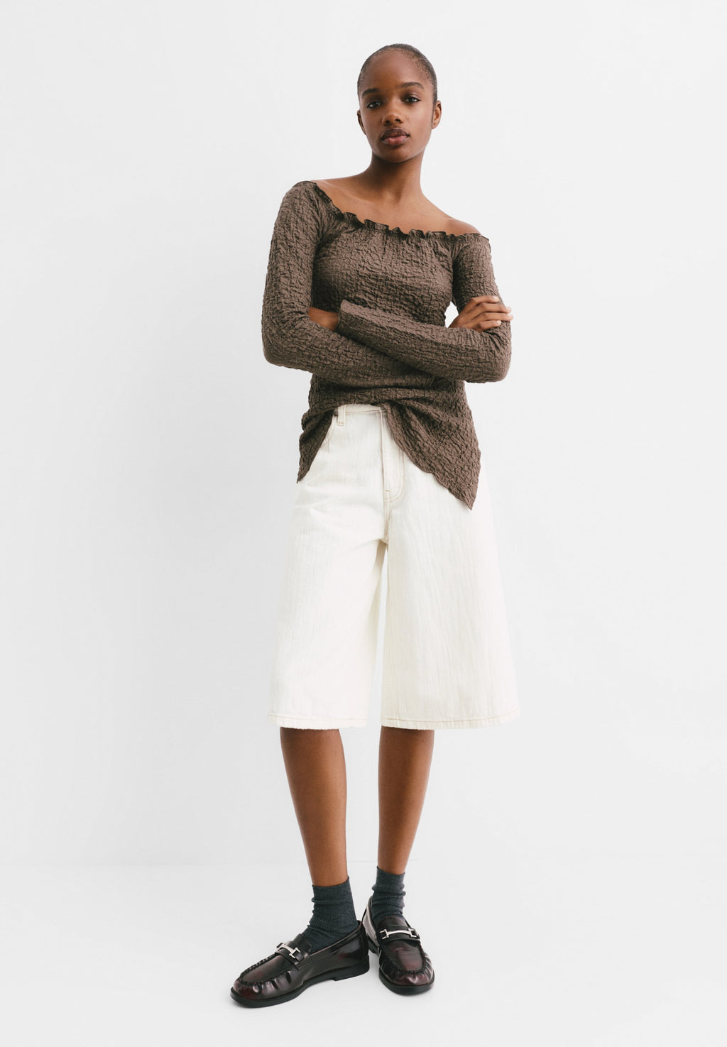 PULL&BEAR CREASED-EFFECT BARDOT