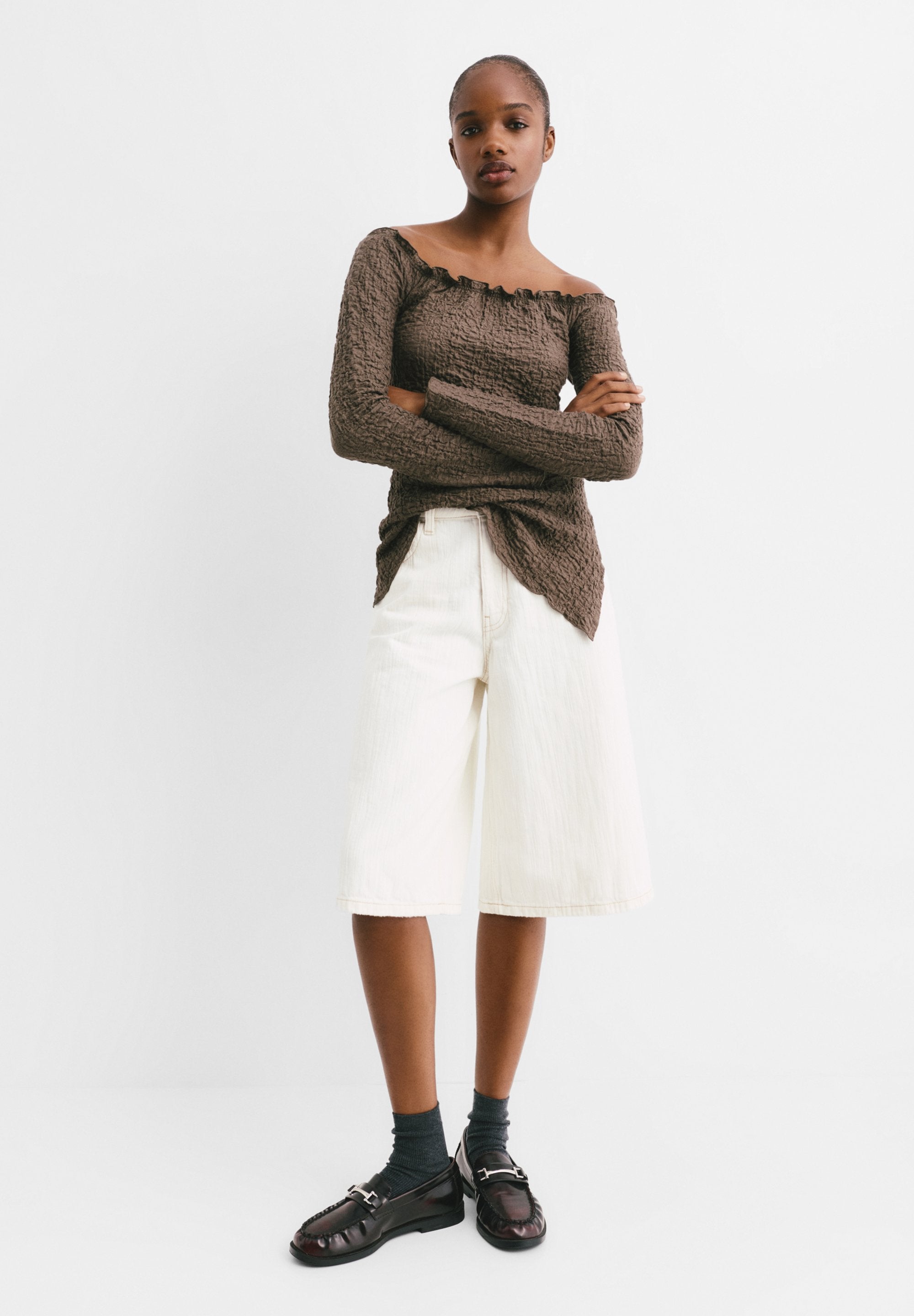 PULL&BEAR CREASED-EFFECT BARDOT