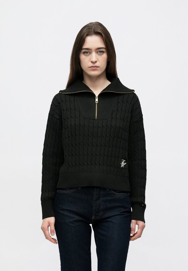 Tommy Hilfiger RELAXED CABLE KNIT HALF-ZIP JUMPER - Jumper - black