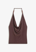Bershka DRAPED - HALTER TOP - Top - dark brown