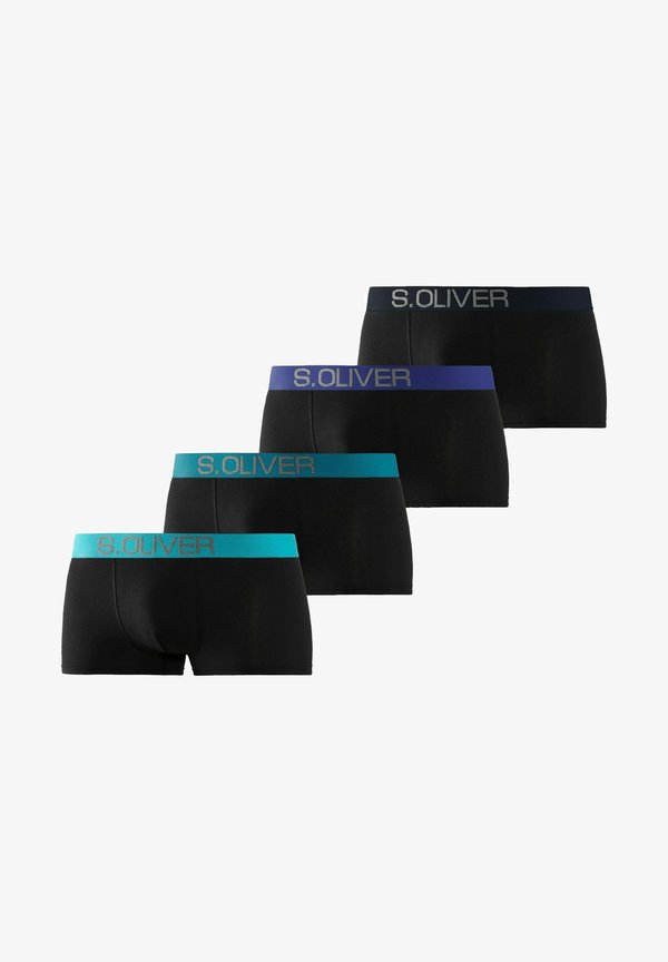 s.Oliver HIPSTER 4 PACK - Trunks - schwarz türkis schwarz hellblau schwarz marine schwarz royalblau