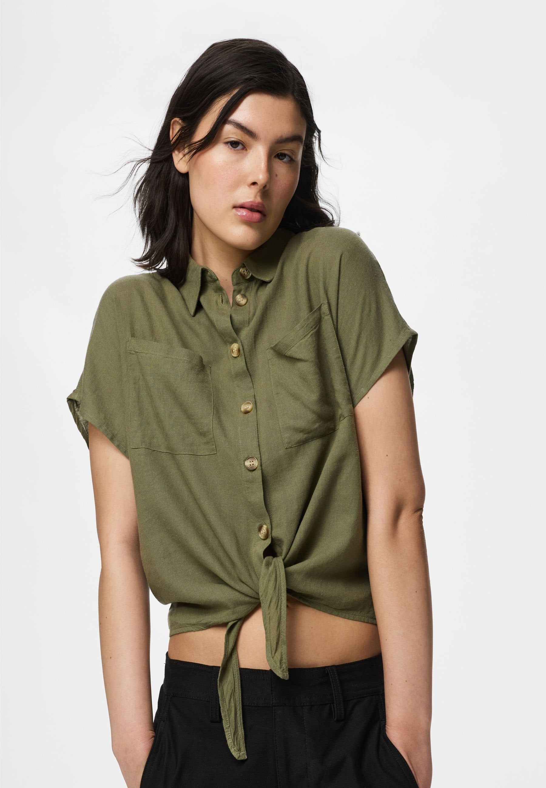 Pieces Short sleeved PCPIA LINEN BLEND