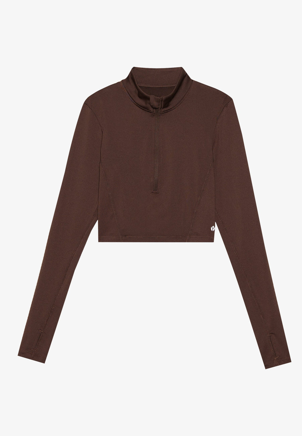 Even&Odd active CROPPED HIGH NECK LONG SLEEVE TOP WITH 1/2 ZIP &THUMB HOLES