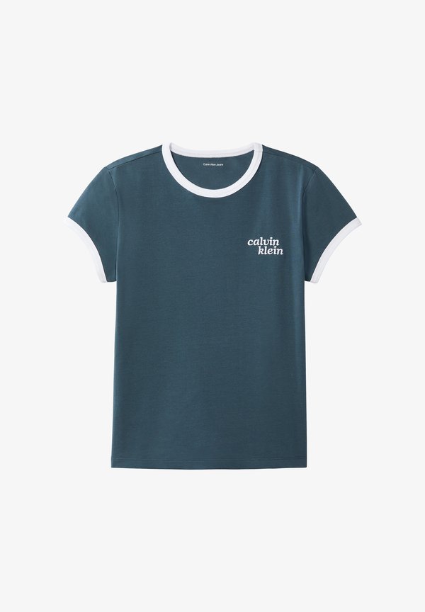 Calvin Klein Jeans CALVIN KLEIN JEANS EMBROIDERED LOGO RINGER T-SHIRT - Print T-shirt - dark slate