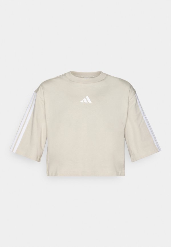 adidas Sportswear ESSENTIALS 3 STRIPES LOOSE - Print T-shirt - alumina/white