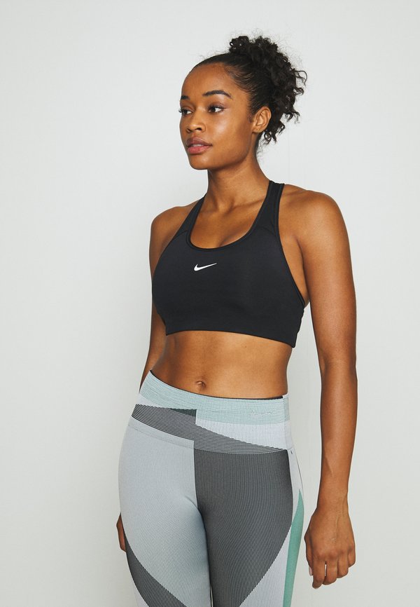 Nike Performance NIKE MED PAD BRA - Medium support sports bra - black/white
