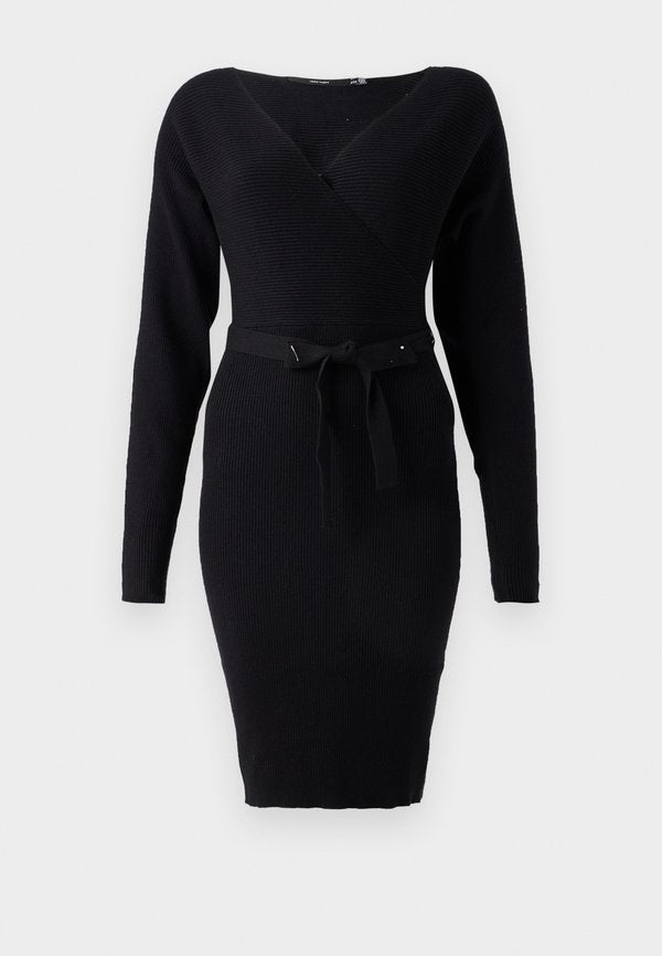 Vero Moda Knitted VMHOLLYREM Long - Jumper dress - black