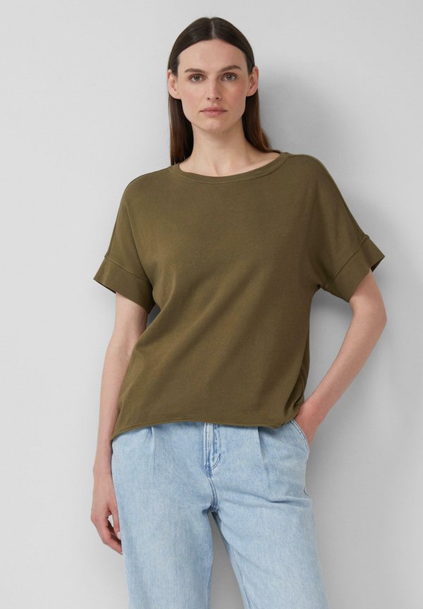 s.Oliver MIT WASCHEFFEKT UND ROLLSAUM - Basic T-shirt - olivgrün