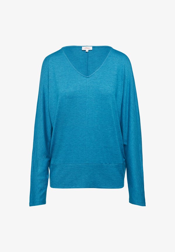 s.Oliver LANGARM MIT V AUSSCHNITT - Long sleeved top - azurblau