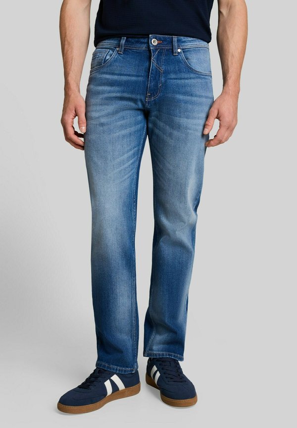 TOM TAILOR TTMARVIN STRAIGHT JEANS MIT STRETCH - Straight leg jeans - heavy used mid blue denim