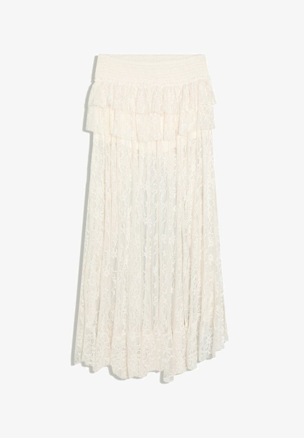 Bershka ASYMMETRIC LACE - MIDI SKIRT - A-line skirt - white