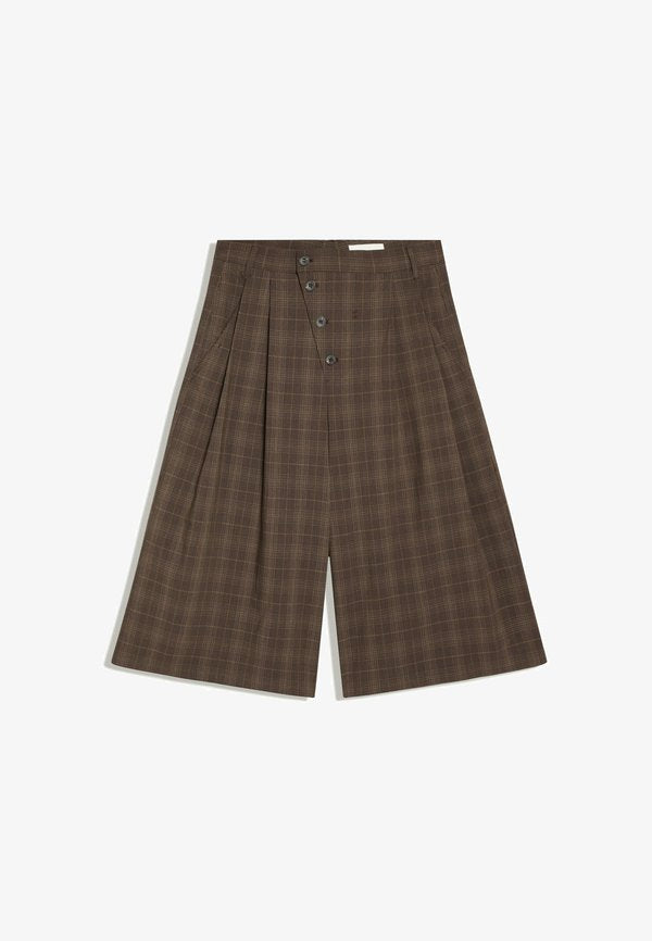 Bershka BUTTON CULOTTE - Shorts - dark brown