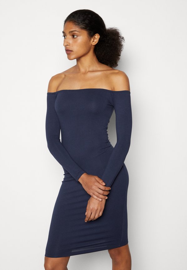 WAL G. HARRY OFF SHOULDER MIDI DRESS
