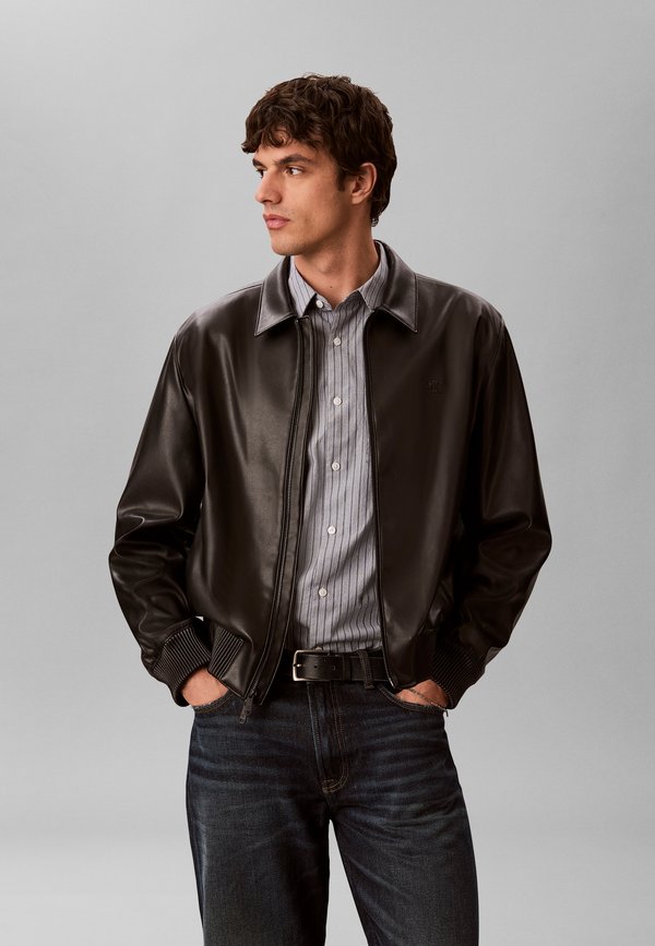 Calvin Klein Jeans FAUX LEATHER BOMBER - Leather jacket - black