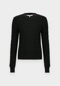 Tommy Hilfiger CABLE KNIT CREW NECK JUMPER - Jumper - black