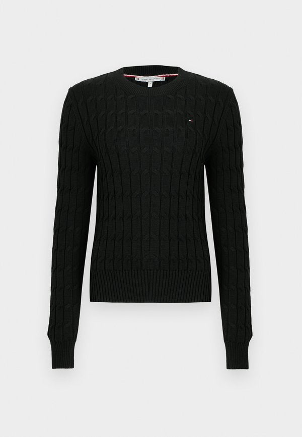 Tommy Hilfiger CABLE KNIT CREW NECK JUMPER - Jumper - black
