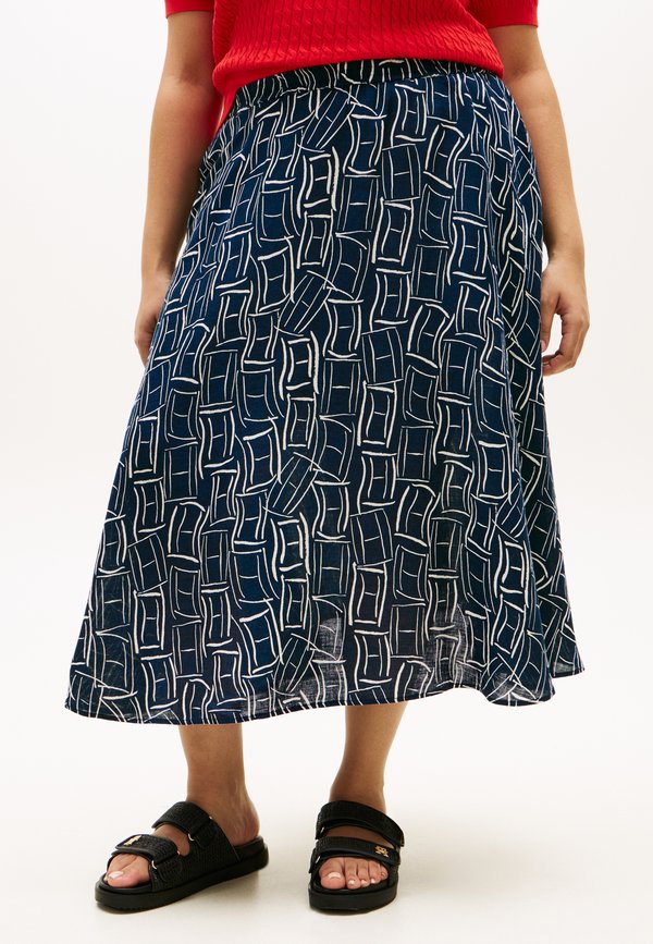 Tommy Hilfiger Curve CURVE PURE LINEN FLARE MIDI SKIRT