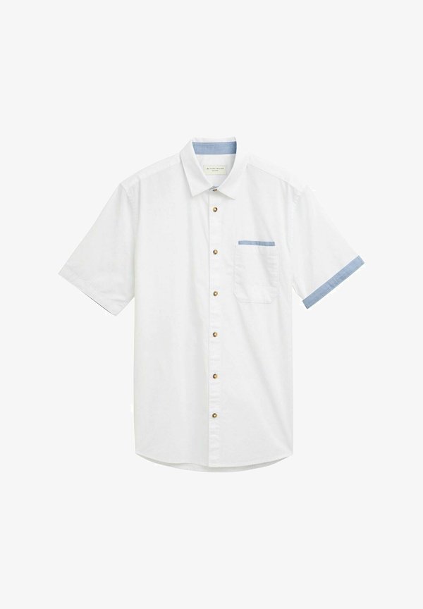 TOM TAILOR REGULAR FIT KURZARMHEMD MIT BRUSTTASCHE - Shirt - white