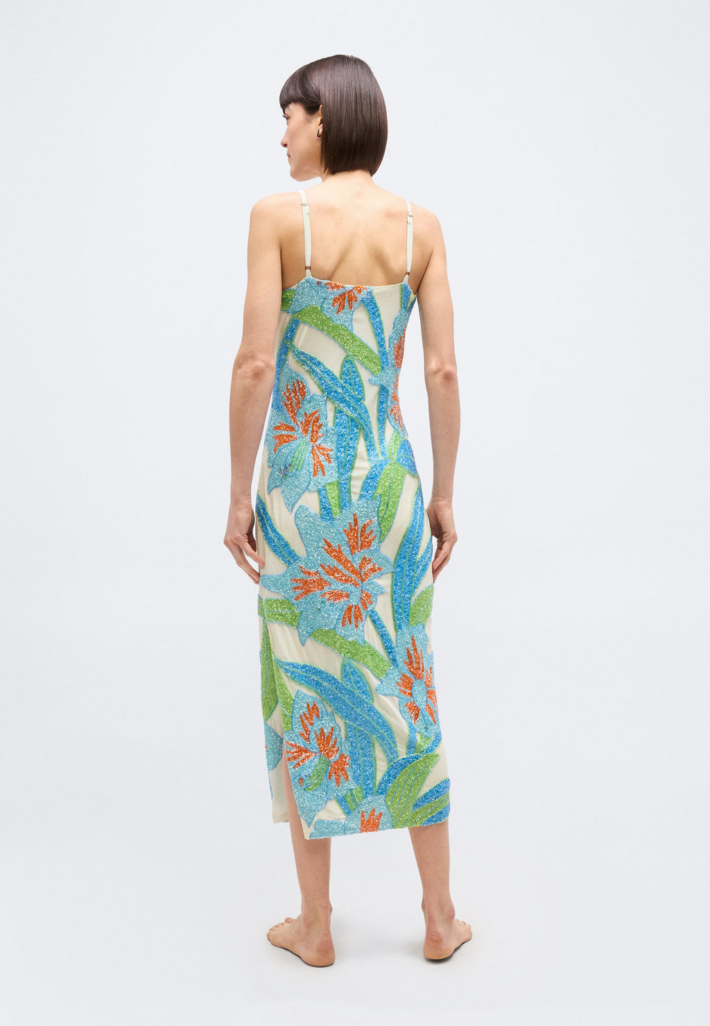 OCEANUS DELIAH BEADED MIDI DRESS