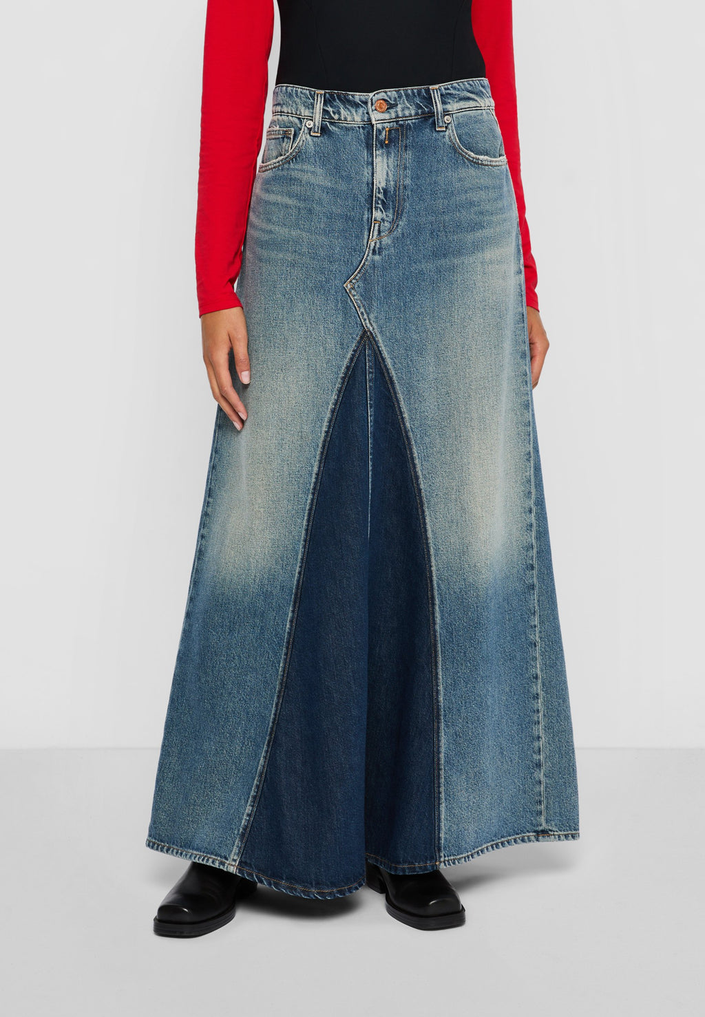 Replay PATCHWORK WASHED DENIM SKIRT