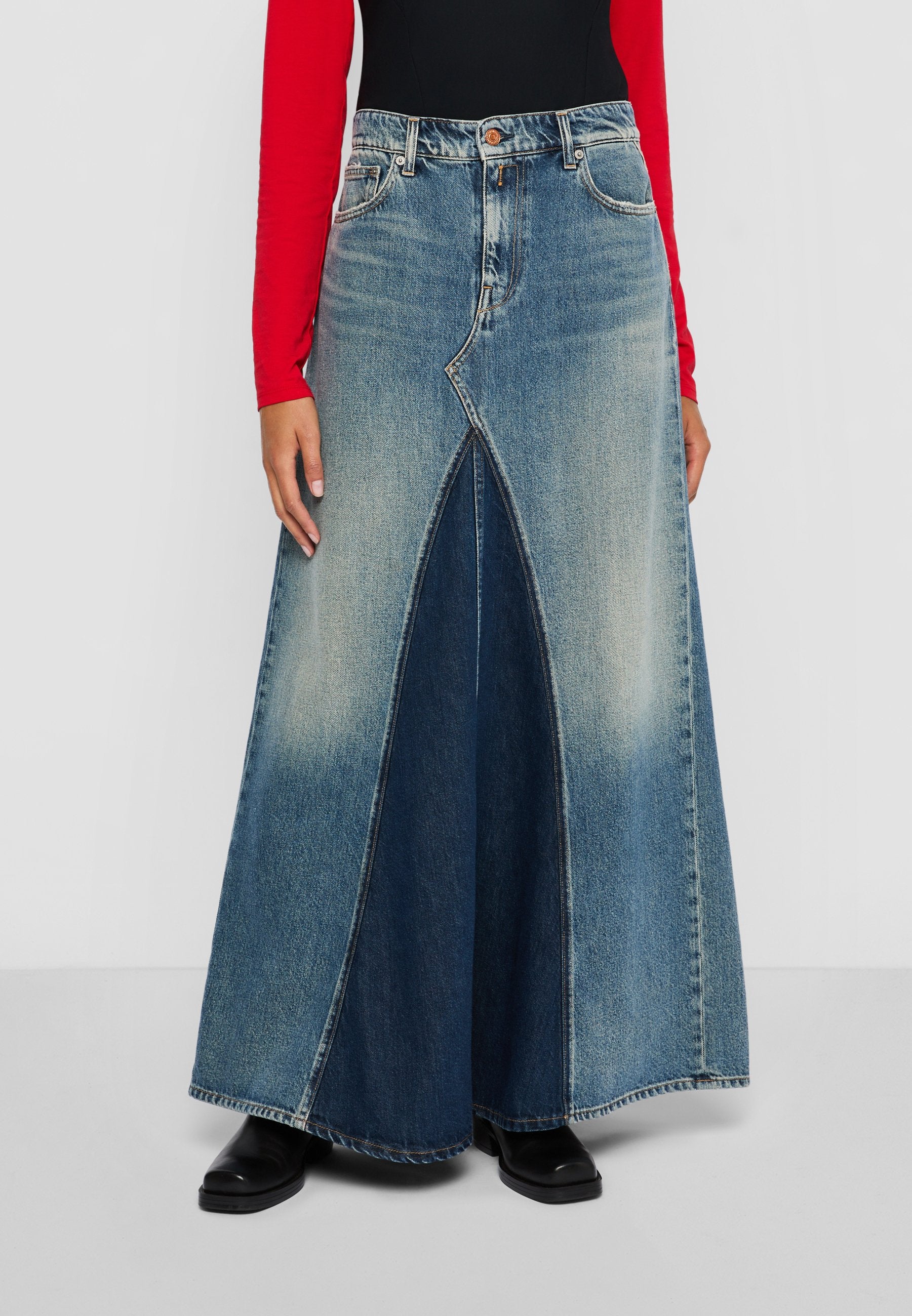 Replay PATCHWORK WASHED DENIM SKIRT